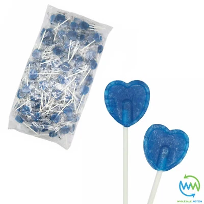 HEART LOLLIPOPS Sweets VALENTINES DAY Candy Love WEDDING Blue Raspberry LOLLY UK