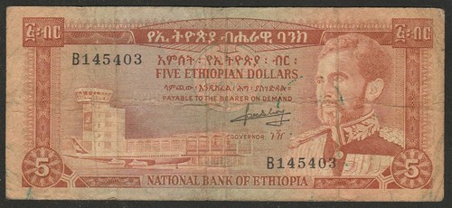 1966 ETHIOPIA 5 DOLLAR NOTE