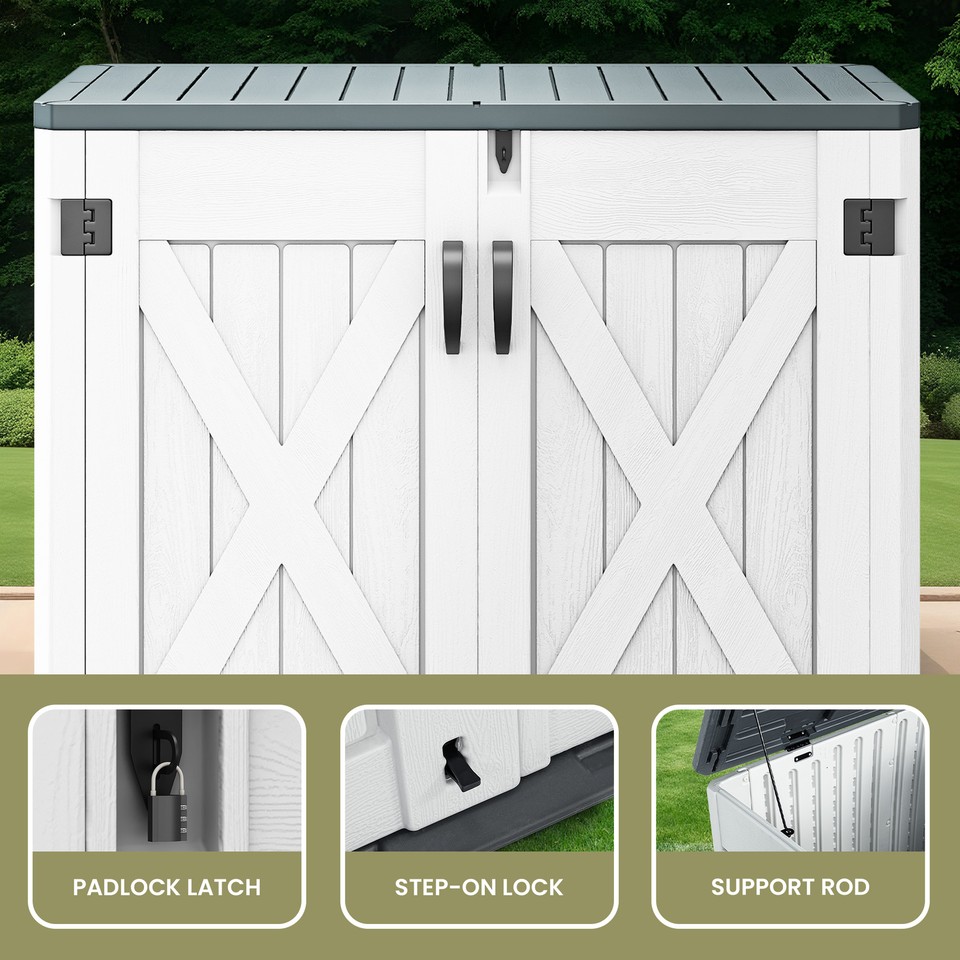 Outdoor Horizontal Storage Shed 35 CuFT Weatherproof Patio Garden Deck