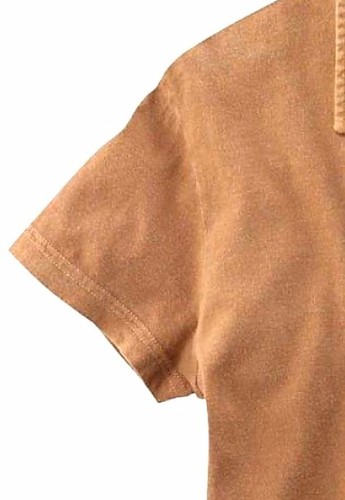 Desert Wash Camel Brown Polo Golf Shirt w/Cap Sleeves & Snap Closure Size Large - Picture 3 of 3