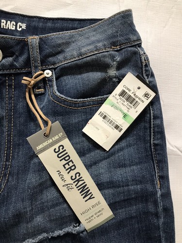 American Rag High Rise Super Skinny Jeans Jrs Size 5 Ripped Torn Raw Hem Stretch - Picture 11 of 12