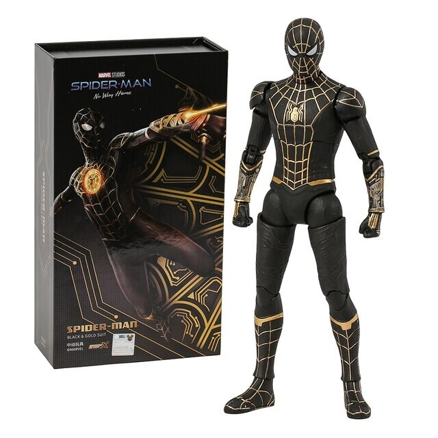 MEDICOM TOY - SPIDER-MAN BLACK & GOLD SUIT 100％&400％ Spiderman No Way Home Black & Gold Suit Collection Action
