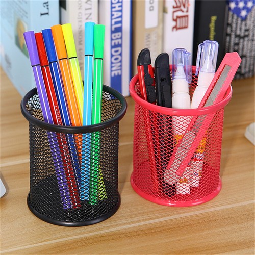 Desk Tidy Mesh Pen Pot Holder Pencil Stationery Organiser Office Storage Case - Bild 6 von 7