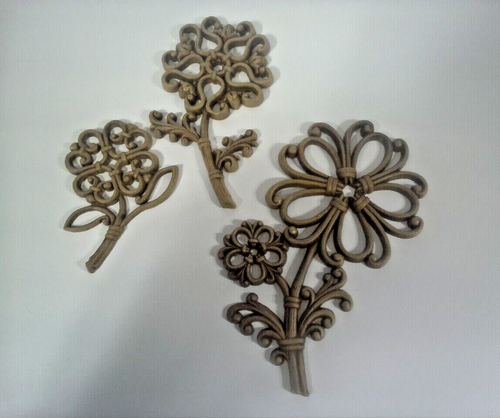 Homco Flower Wall Decorations #7560 1978 3 Piece Set Mid Century MCM