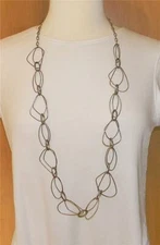 PD (PRIMIER DESIGNS) VTG. MODERNISTIC IRREGULAR ABSTRACT OVAL LINK 40" NECKLACE