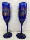 Pair Of Blue “2000 The New Millennium” Champagne Flutes Fireworks 9”