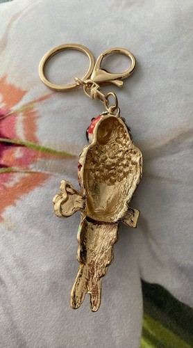 Hermoso Llavero Diamantado Estrás y Esmalte Bolso Loro Dije ~ Nuevo sin Etiquetas - Imagen 2 de 3