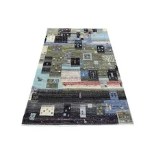 3'10"x6' Taupe Afghan Kashkuli Gabbeh Hand Knotted Hand Spun Wool Rug G71257