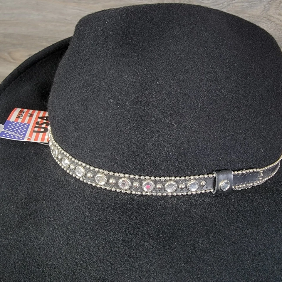 Nuevo sombrero para mujer Rodeo King talla grande L negro terciopelo estrás cinturón vaquera EE. UU. Foto 2 de 4