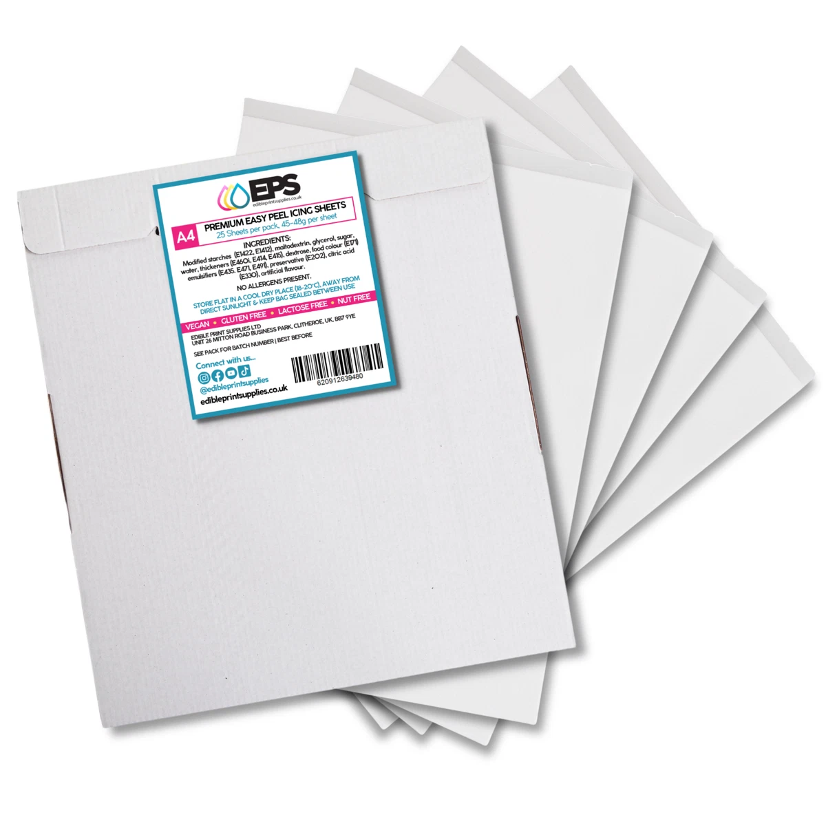 EPS Premium Easy Peel Glasur Blätter für essbaren Druck - DIN A4 - 25er Pack