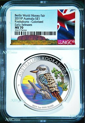 2019 P Berlin Show Australia COLORED Kookaburra Silver NGC MS 70