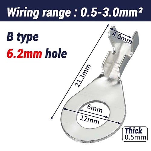 HEAT RESISTANT RING TERMINAL CRIMP VARIOUS HOLE SIZE 3.2-8.2MM AND QUANTITIES - Picture 8 of 8