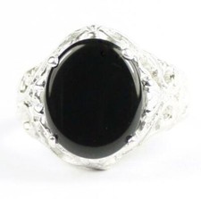 925 Sterling Silver Ladies Filigree Ring, Black Onyx, SR114