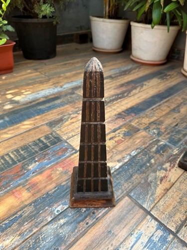 1800 Antique Old Wooden Brass Hand Crafted Decorative Tower Figure - Picture 8 of 12