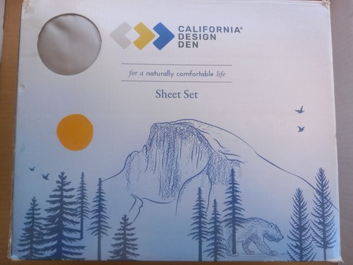 California Design Den Cal King Fitted Sheet Set Light Gray NEW Cal King