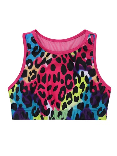 Kids Girls Metallic Tracksuit Sport Tanks Crop Top Athletic Leggings Set Workout - Picture 19 of 39