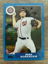 2017 Topps Silver Pack Max Scherzer #87-MS 1987 Design Chrome Blue Mojo /99 