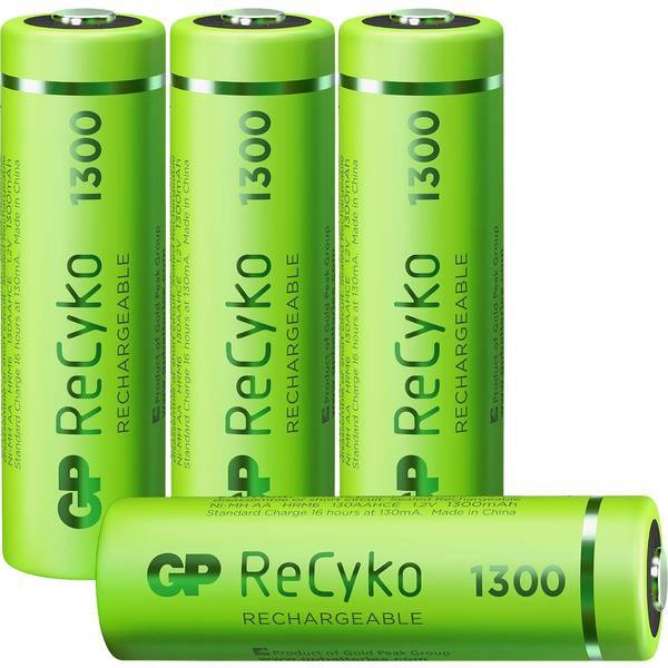 Gp batteries recyko+ hr06 batteria ricaricabile stilo aa nimh 1300 mah 1.2 v 4