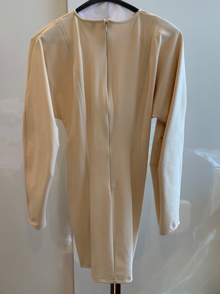 short white dress with long puff sleeves A-Line Satin Tea-Length Little White Dress COCOMELODY CW3384, 20 Days / Ivory / Custom Size