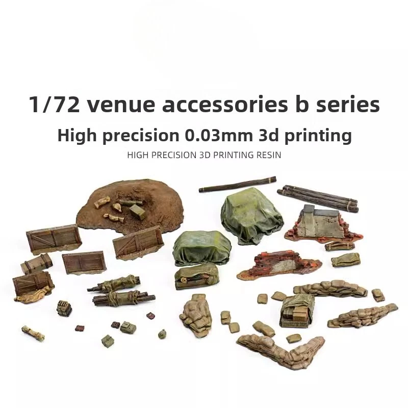 MARKENLOS Diorama 1/72 Sandsack-Wände Bunker Militärische Versorgung Szene Modell Display