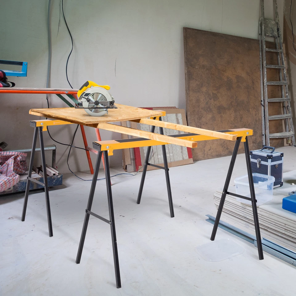 DURHAND Set 2 Pezzi Cavalletti da Lavoro Pieghevoli e Portatili, Max. 250kg - Immagine 3 di 4