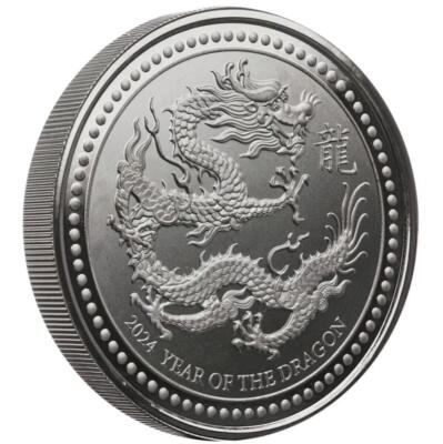 2024 2 oz Silver Year of the Dragon .999 Silver Coin Black Rhodium