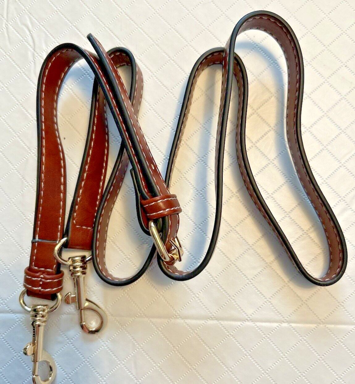 Handbag Purse Leather Shoulder Crossbody Replacement Strap Never Used Brown Gold-image