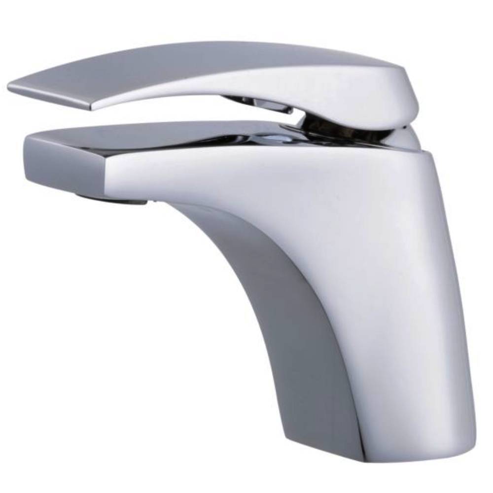 Robinet de lavabo au design épuré en laiton chromé brillant de luxe