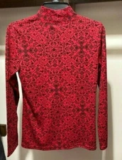 Karen Scott Red and Black Print Mock Turtleneck Top