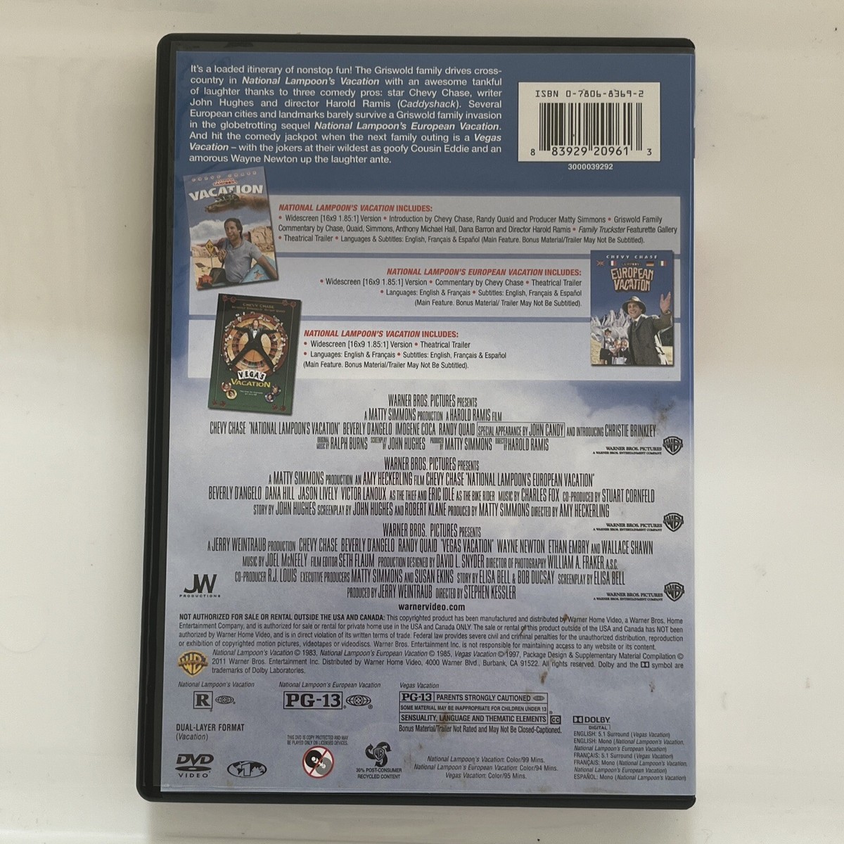 National Lampoon's Vacation 3-Movie Collection DVD European/Vegas