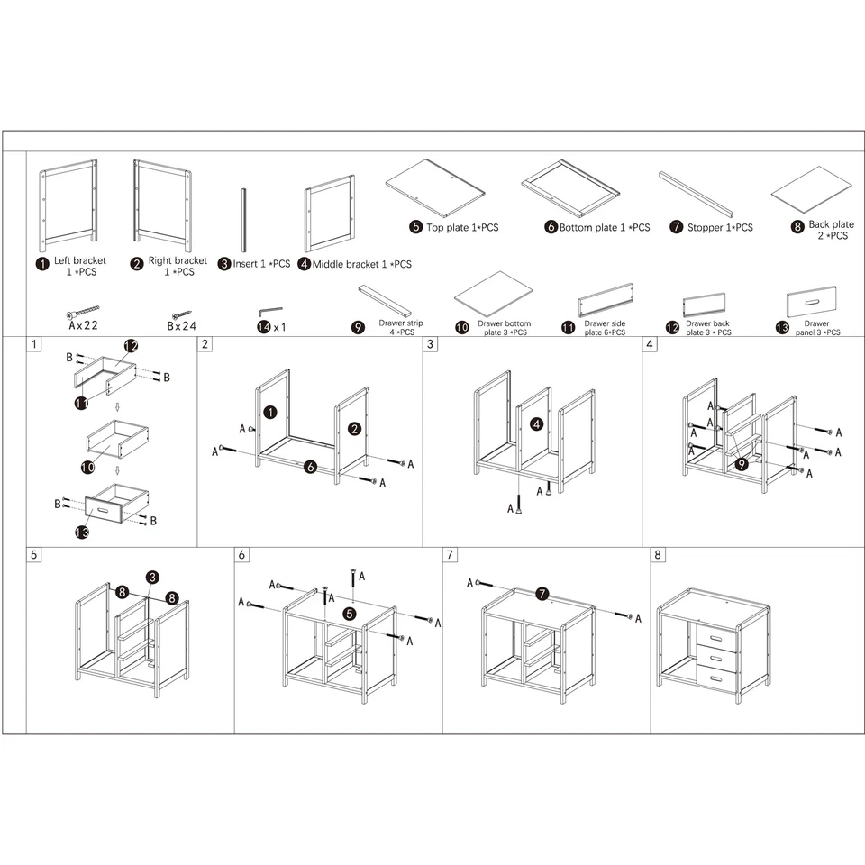 Mesita de noche mesita de noche con cajones + estante abierto / sofá soporte lateral armario Foto 3 de 4