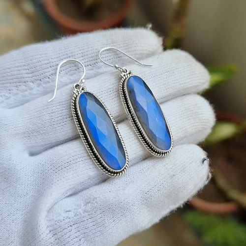 Labradorite Gemstone Earring, 925 Sterling Silver, Handmade Gifted Earrings - Video 1 of 1