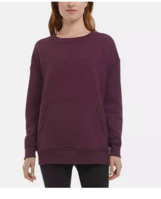 Danskin Womens Fleece Pullover Pocket Crewneck Sweater (Purple, L) NWD