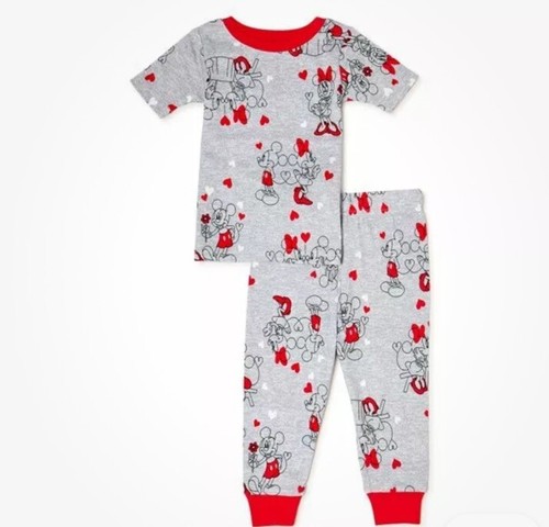 DISNEY MICKEY MINNIE MOUSE PJS 2 PC TODDLER 5T HEART GRAY & RED NWT