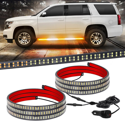 2 in 1 70'' Emergency Truck Car Strobe Lights Strip LED Running Board Lights Bar