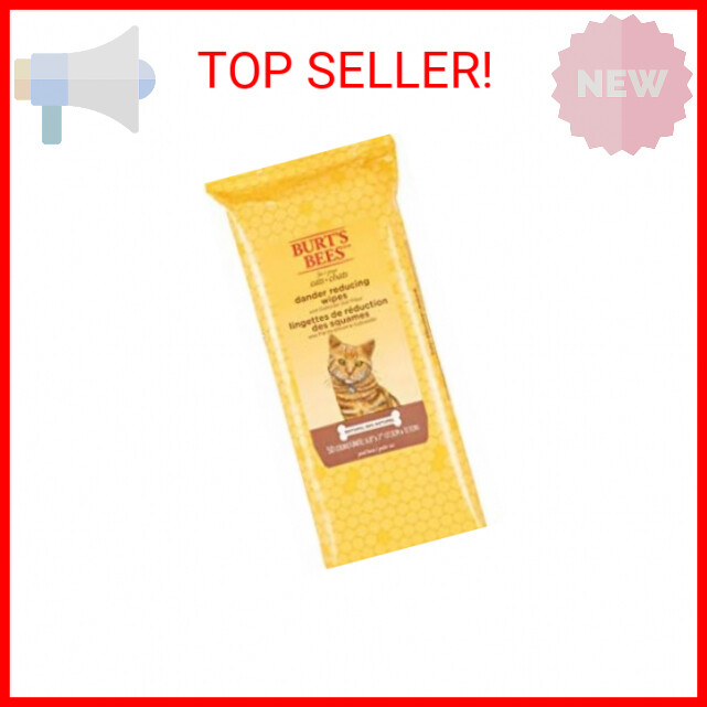Burt's Bees for Cats Natural Dander Reducing Wipes | Kitten and Cat Wipes for Gr