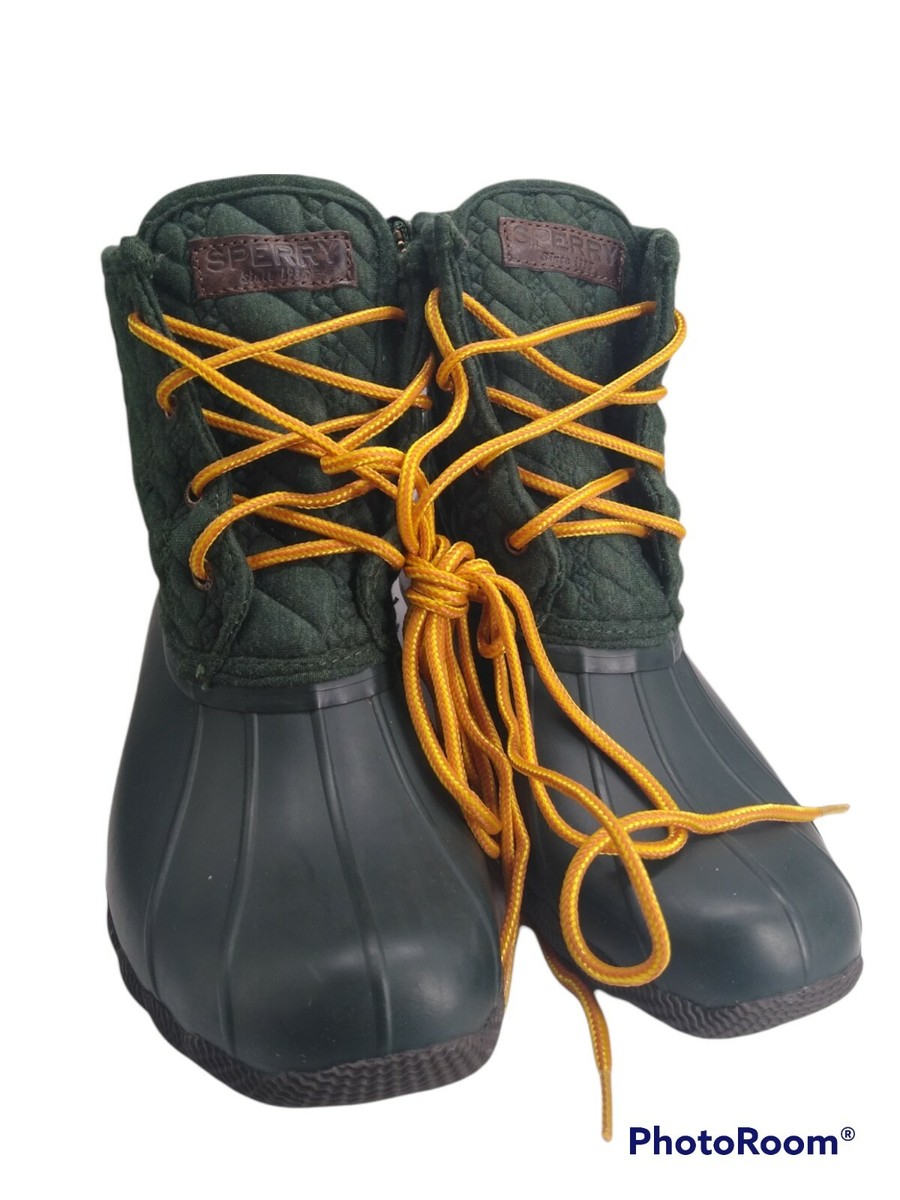 Sperry Top Sider Women's 7M Green WATERPROOF Saltwater Duck Boots