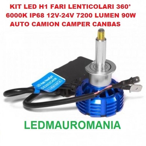 - Senza marca/Generico - - Kit LED H1 Luci a Lampade 360°gradi 90W Specifico Auto Faro Lenticolare CANBUS - Miniatura 3