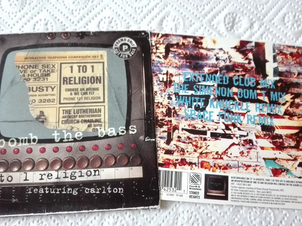 BOMB THE BASS - one to one religion,4 Track Maxi CD(PROMO),Remix, 1995, sg - Bild 1 von 1