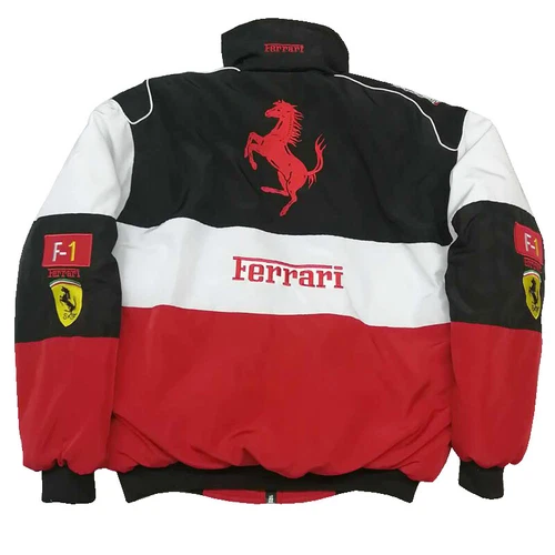NEU Erwachsene Rennjacke Vintage, Ferrari Jacke, bestickte Baumwolle wattiert heiß - Bild 18 von 36