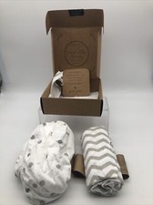 Joey  Joan Fine Cotton Bassinet / Crib Sheets Set 2 pk 27 x 39" Grey Dots White