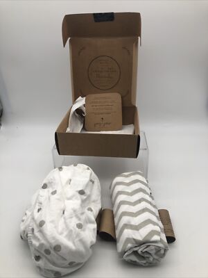 Joey + Joan Fine Cotton Bassinet / Crib Sheets Set 2-pk 27 x 39'' Grey Dots White
