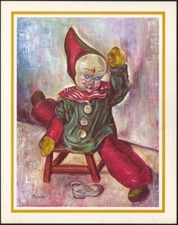Vintage Clown Lithograph Print by Michele MINT NOS Free Ship