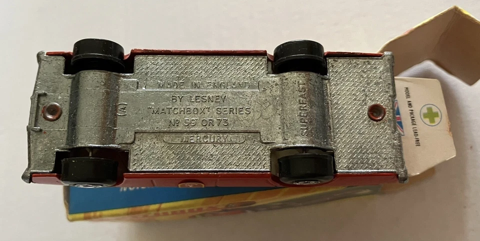 Caja De Colección Matchbox Nº 59 Mercury Fire Chief Como Nueva Foto 4 de 4