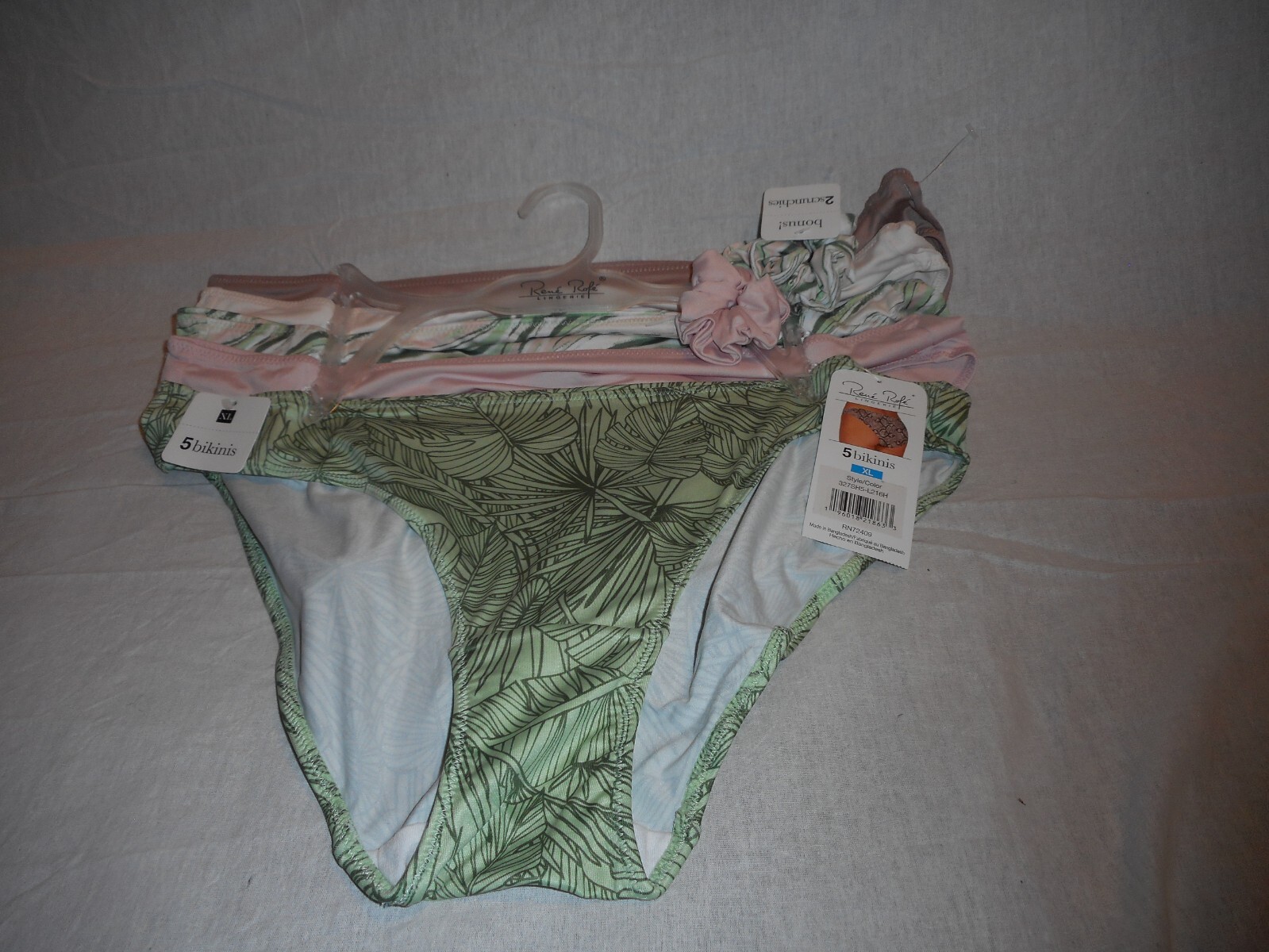 5 pK Rene Rofe Bikini & Thongs Medium,Large Extra Large Panties With 2 scrunchie