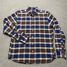 J Crew Oxford Slim Fit Blue Plaid Button Down Long Sleeve Mens Large