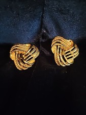 Vintage Bluette Shoe Clips Gold Tone Rope Knot France Textured 1 Inch