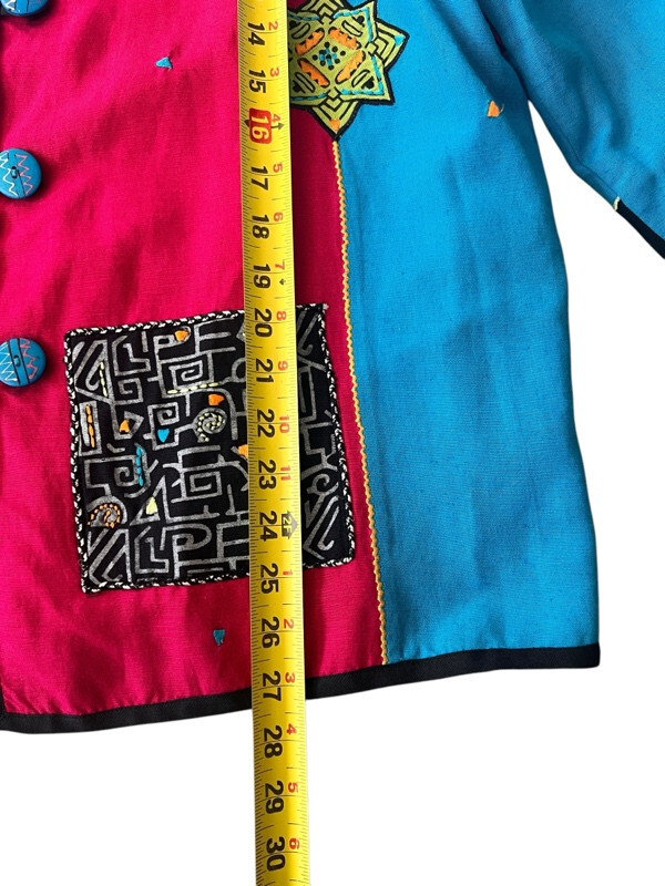 Vintage Indigo Moon Patchwork Boho Embroidered Ar… - image 8