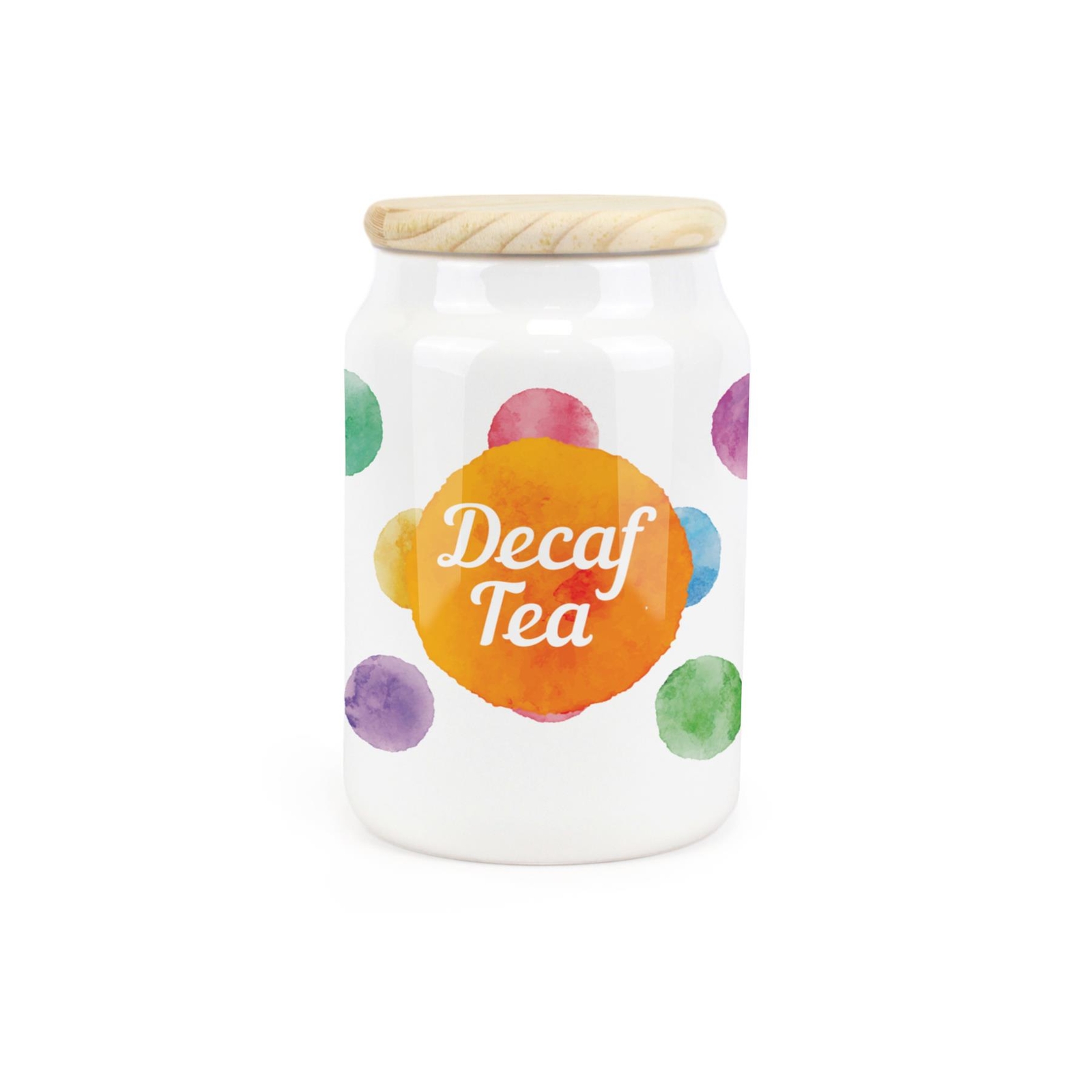Ceramic Tapered Polka Dots Canister - Decaf Tea Storage Container