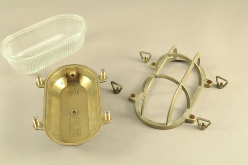 Nautisches Messing oval Lichtkäfig Klarglas Seeschiff Bootslampe Italien Foresti - Bild 8 von 9